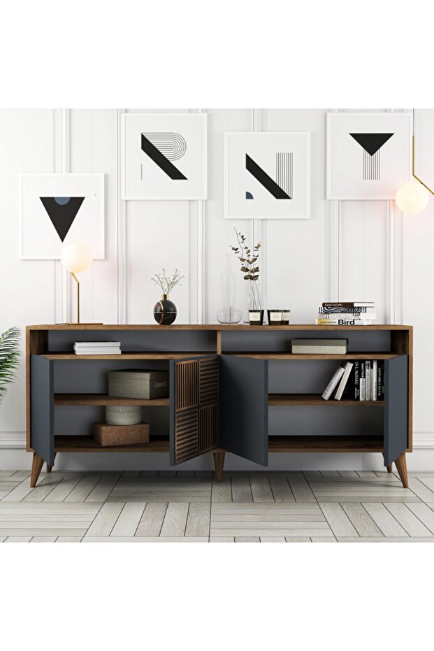 Milan Konsol Ceviz Antrasit - 2