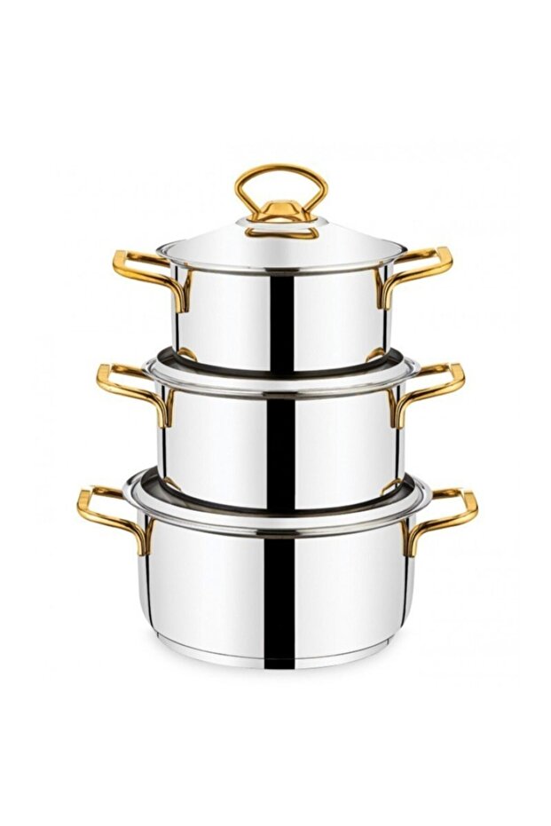 Boğaziçi Casserole Set Gold Steel Cookware Set 6 Pieces