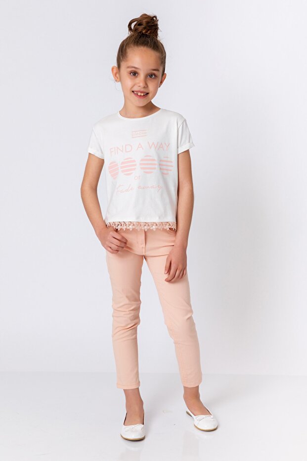 Devojčice, salmon pantalone - 1