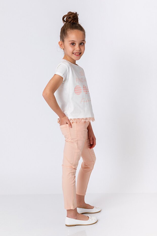 Devojčice, salmon pantalone - 2