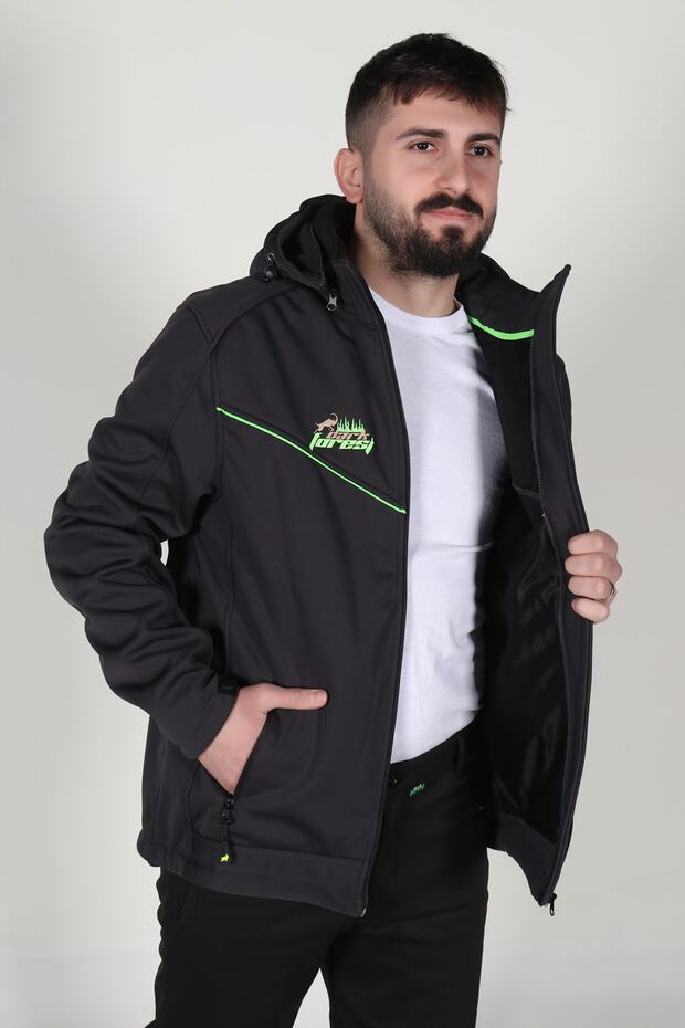 Erkek Gri 2001 Model Softshell Ceket - 4
