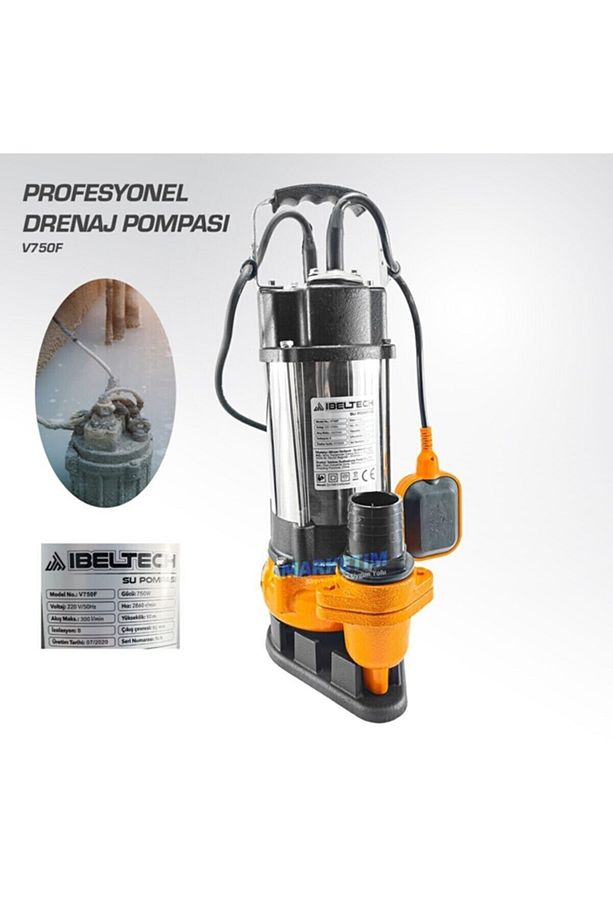 Foseptik Dalgıç Pompa Kirli Su Dalgıç Pompa 750w 10 Mt V750f 2 Inç 1 Hp Ibeltech V750f - 4