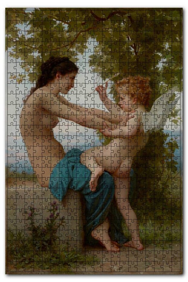 Young Girl Resists Cupid Eros 120 Piece Puzzle Jigsaw Puzzle Mdf (Wood)
