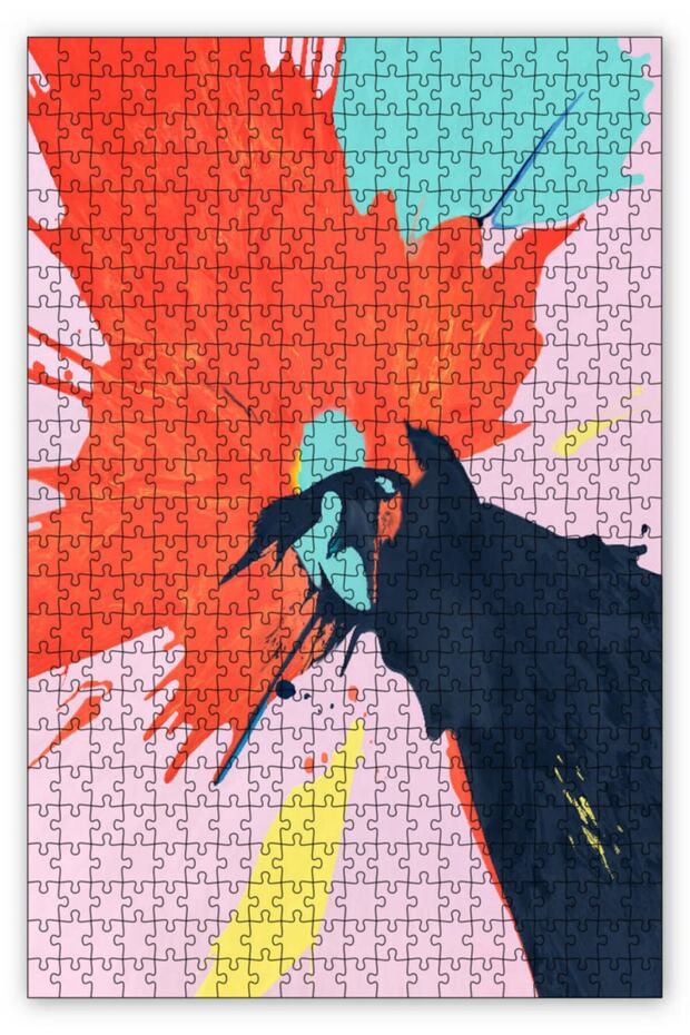 Explosion of Colors Orange And Black 255 Piece Puzzle Jigsaw Puzzle Mdf (Wooden)