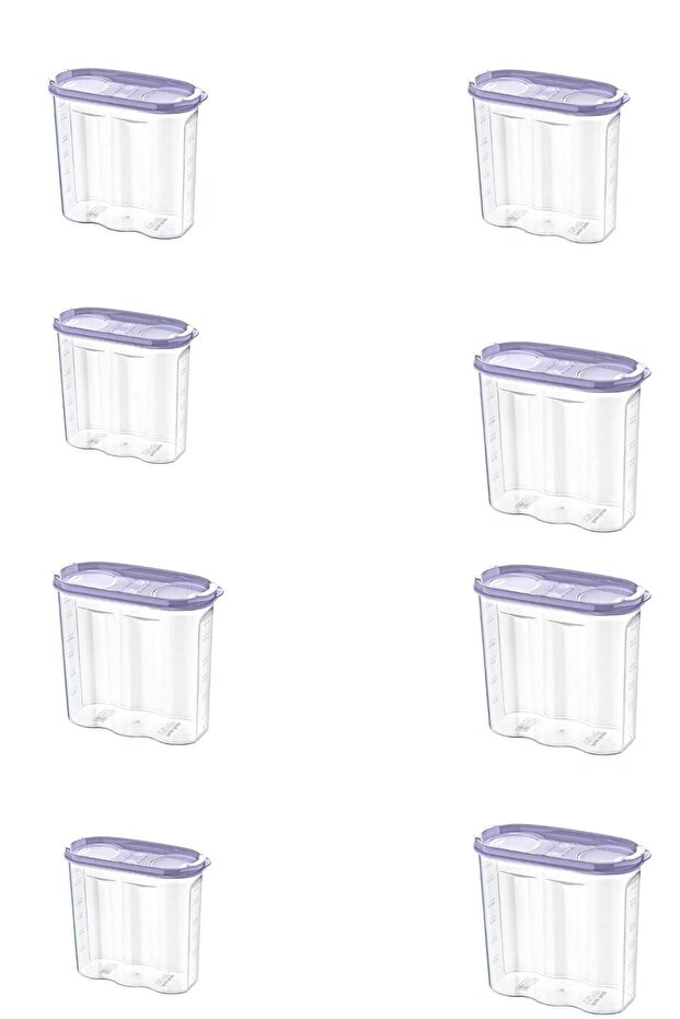® 8 Adet 2 Kapaklı Ölçekli Erzak Kuru Gıda Saklama Kutusu Kabı - 1,7 Litre - Sa935 - 1