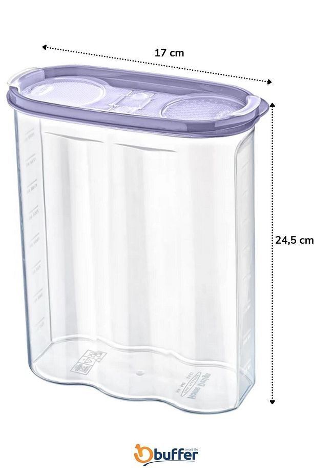 ® 12 Adet 2 Kapaklı Ölçekli Erzak Kuru Gıda Saklama Kutusu Kabı 2,4 Litre-sa940 - 5