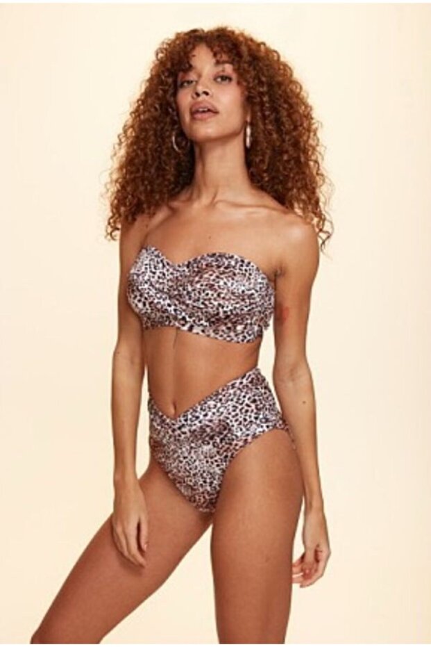 Women's Leopard Dennis Soft Strapless Removable Straps Bikini Single Top