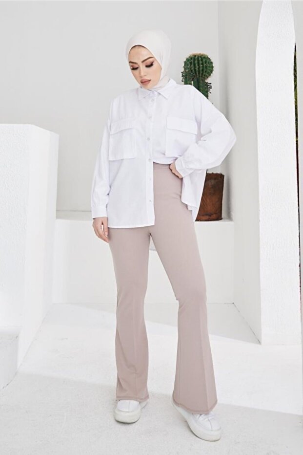206 Stoffhose mit spanischen Beinen, Nerz - 5