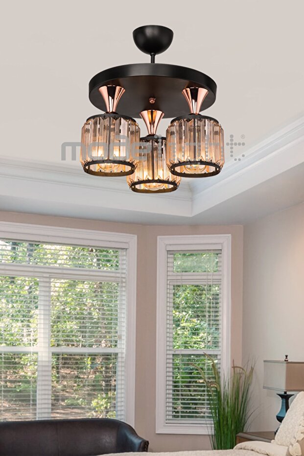 Haliç 3lü Plafonyer Avize Siyah / Bakır - 3