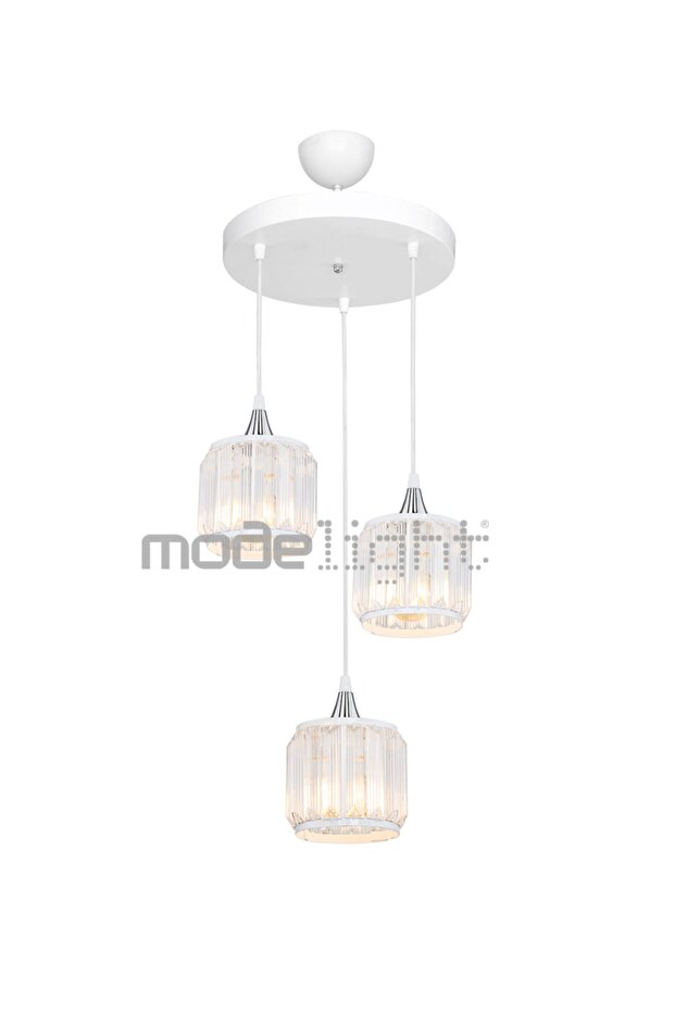 Haliç 3lü Çember Avize Beyaz / Krom - 1