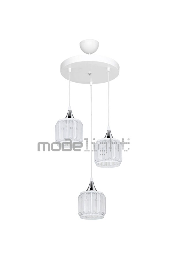 Haliç 3lü Çember Avize Beyaz / Krom - 2