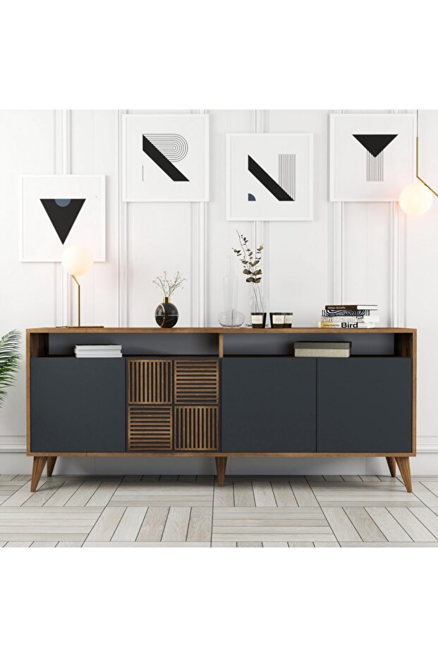 Milan Konsol Ceviz Antrasit - 1