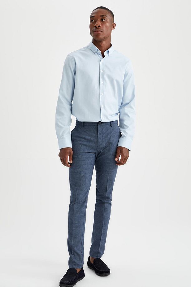 Tailored Fit Desenli Kumaş Pantolon - 1