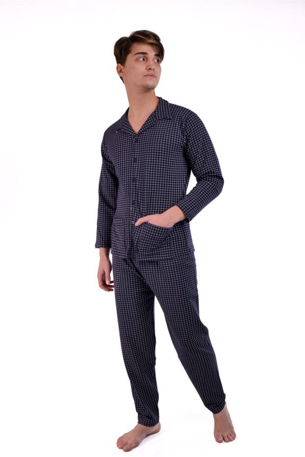 Quality Front Complete Open Wide Cut Cotton Seasonal Men's Pajama Set