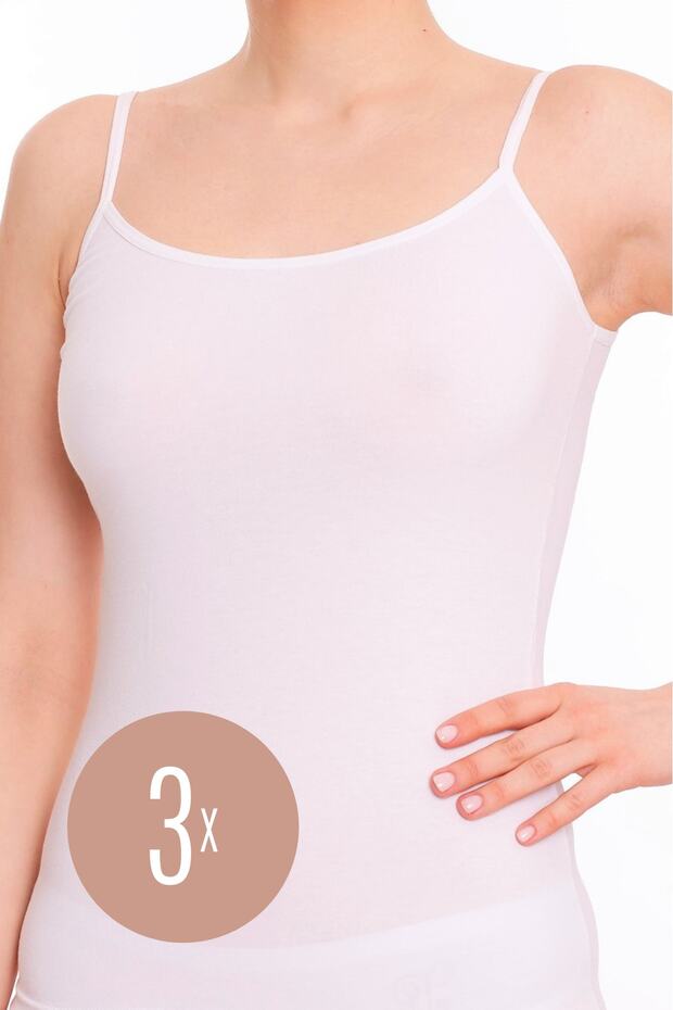 Women's White 3 Pack Cotton Strappy Tank Top 5700