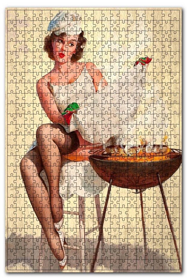 صورة امرأة محمية من درجة حرارة الشواء 500 قطعة أحجية الصور المقطوعة Mdf (خشب)