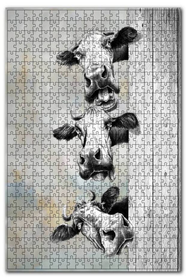 Three Cows with Meaningful Look Image 255 Piece Puzzle Jigsaw Puzzle Mdf (Wood)