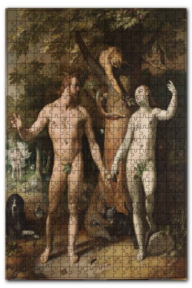 Adam with Eve Oil Painting Drawing 120 Piece Puzzle Jigsaw Puzzle Mdf (wood)