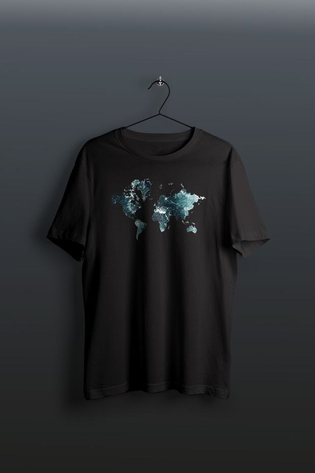 Ocean Printed Black Tshirt - 1