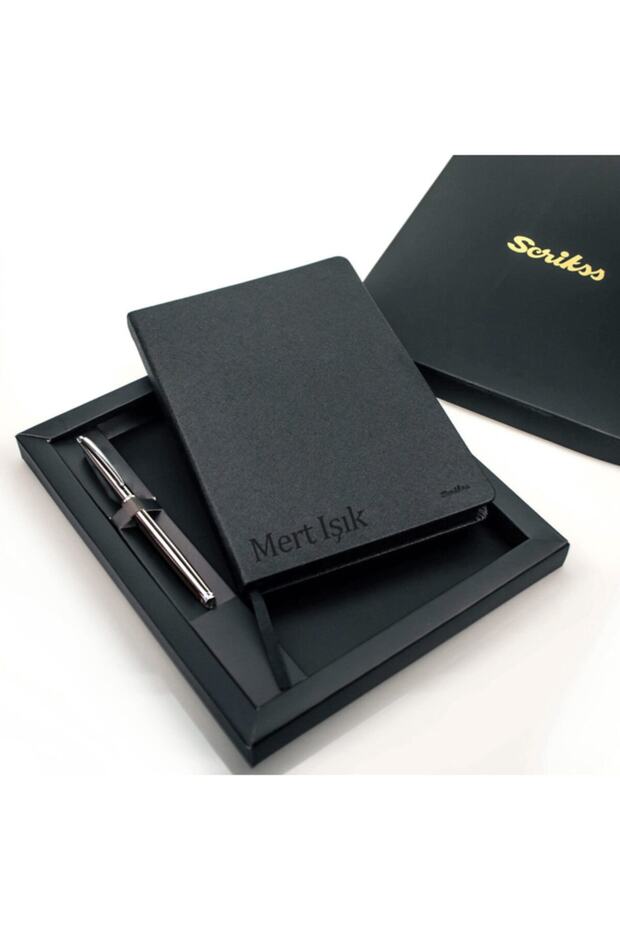 Isme Özel Deri Defter Ve Kalem Set - 3