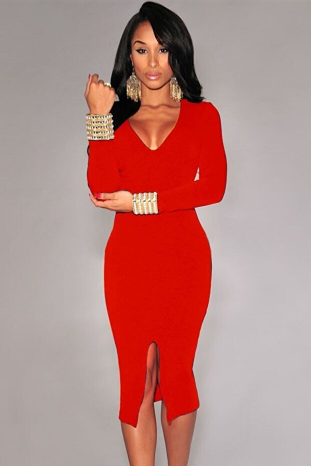 Uzun Kollu Elbise - 1