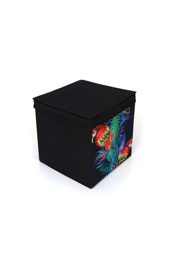 Saklama Kutusu Kapaklı Papağan Desen Kumaş 28x28x28cm 21 Litre - 3