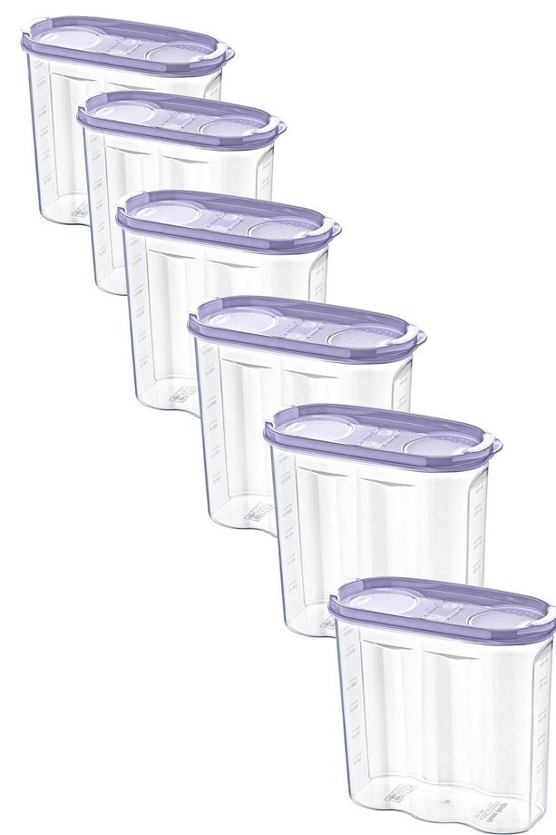® 6 Adet 2 Kapaklı Ölçekli Erzak Kuru Gıda Saklama Kutusu Kabı 2,4 Litre-sa940 - 1