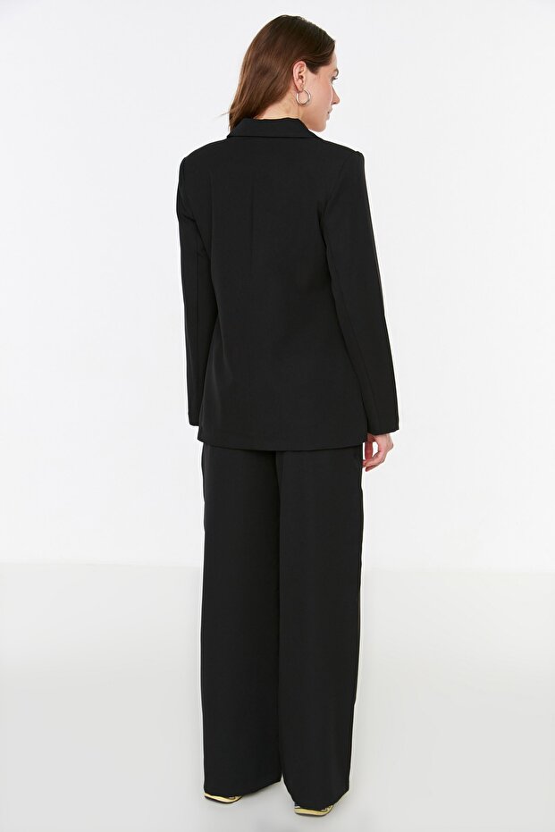Siyah Regular Astarlı Dokuma Blazer Ceket TWOSS21CE0137 - 10