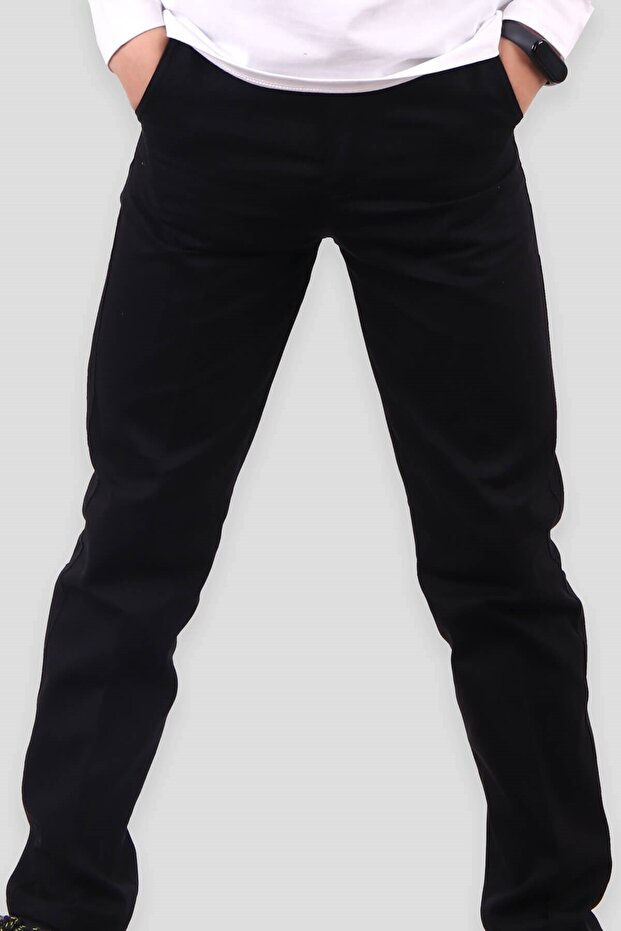 Boy's Linen Trousers, Black