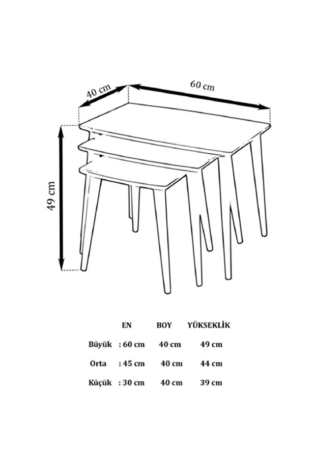 Sarp Mdf 3'lü Zigon Sehpa - 3