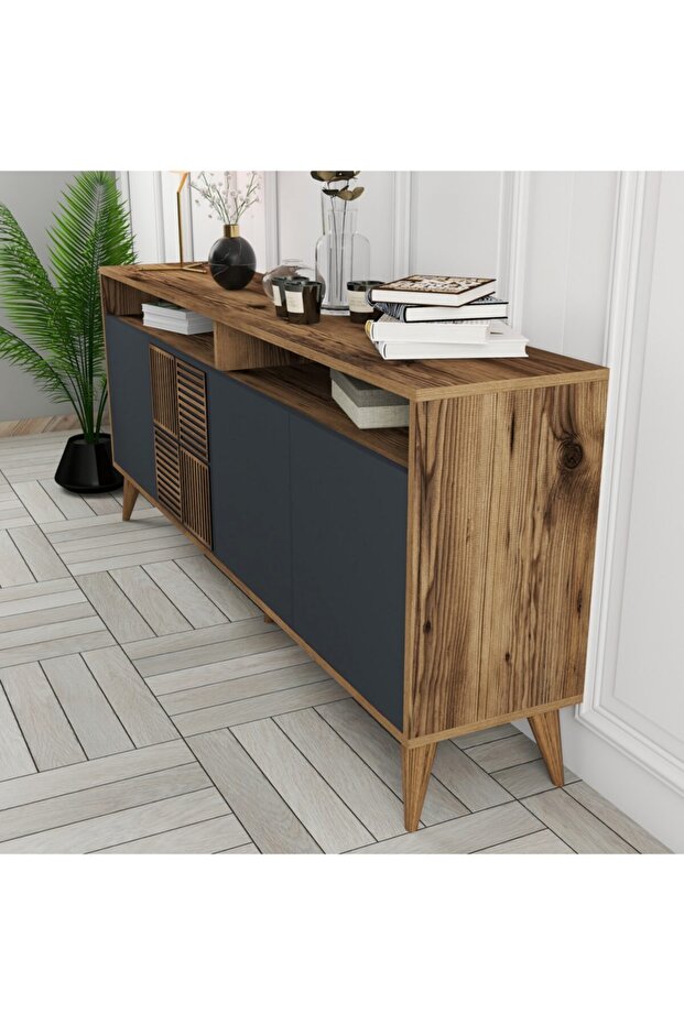 Milan Konsol Ceviz Antrasit - 4