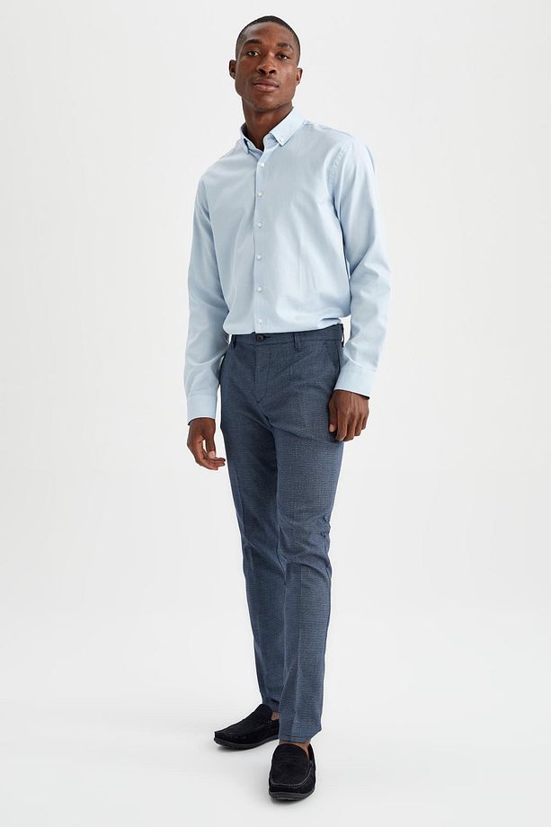 Tailored Fit Desenli Kumaş Pantolon - 4