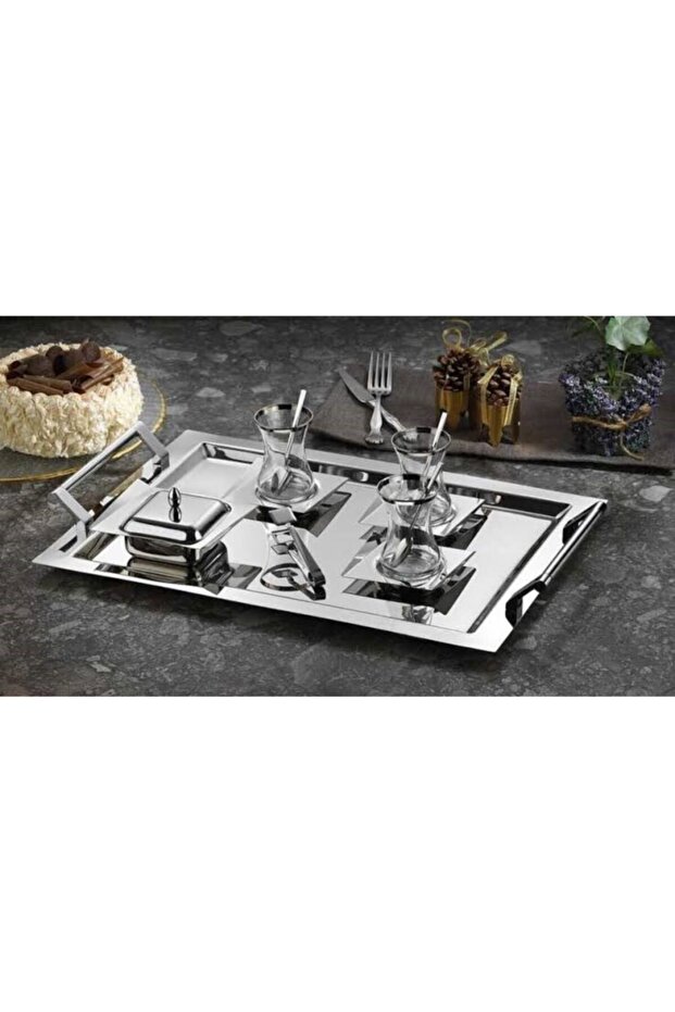 40 Parça Paslanmaz Çelik Çay Seti Model Avons Sade - 1