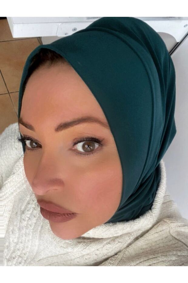 Women's Hijab Emerald Snap Neck Collar Hijab Bonnet Model Scarf Shawl