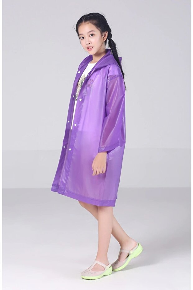 Purple Practical Children's Raincoat Unisex 8-12 Years