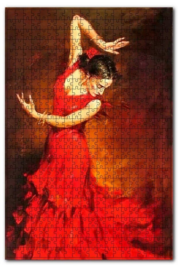 Flemenko Dancer in Red Dress Women 120 Piece Puzzle Jigsaw Puzzle Mdf (wood)