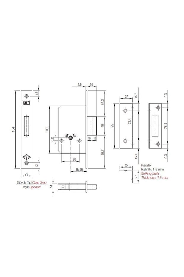 157 F Prazis Mortise Security Lock with Cylinder 35 Mm