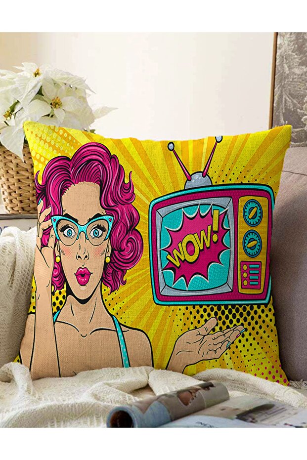 غطاء وسادة راشيل مزخرف مزدوج الجوانب بتصميم مخصص من Pop Art Wow