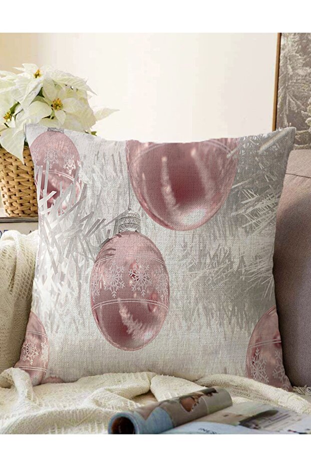 Double Sided Christmas Spheres Digital Printed Decorative Raschel Knitted Pillow Throw Pillow Cover