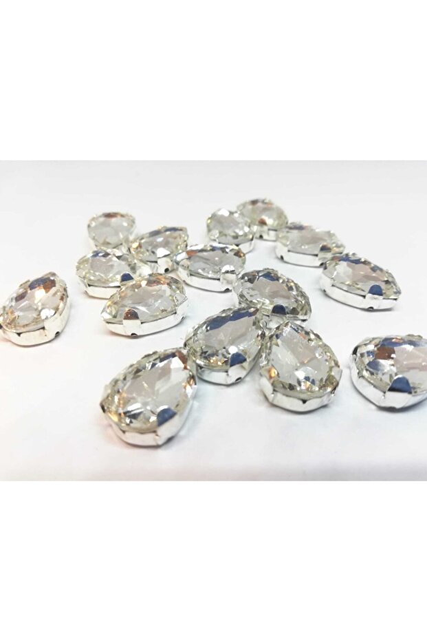 13x18(1.8cm) Cased Strut Drop Glass Stone White (20 Pieces)