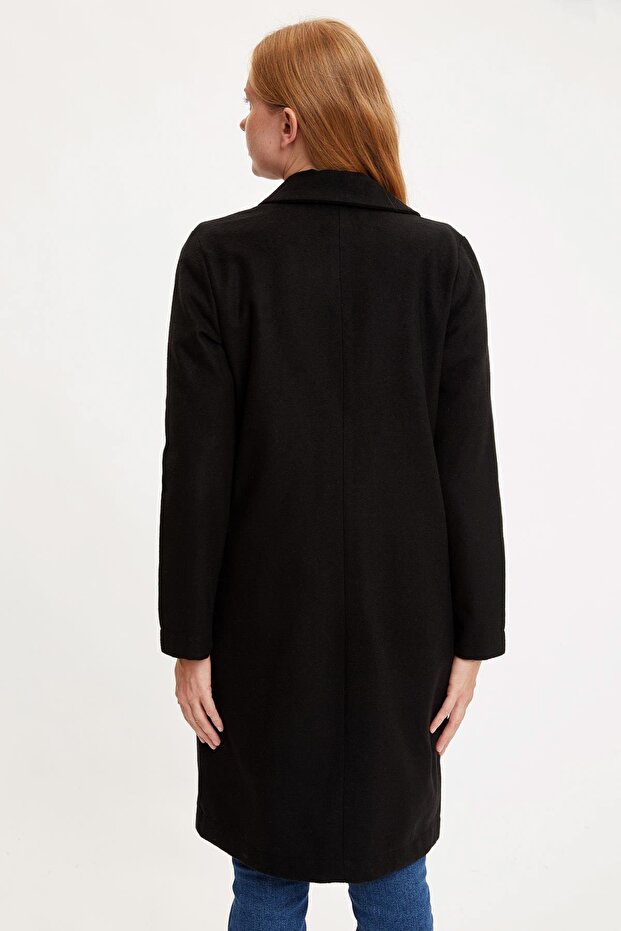 Düğmeli Kaşe Kaban - 4