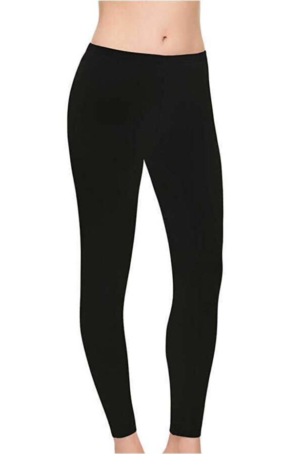 Women's Black Elestan Long Tights Tutku 2101 Modal 2-Piece