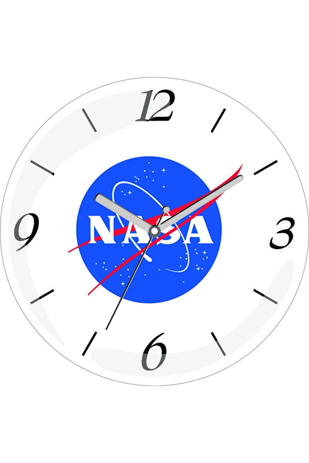 ساعة حائط من الزجاج الحقيقي المموج بشعار Nasa Silent Mite