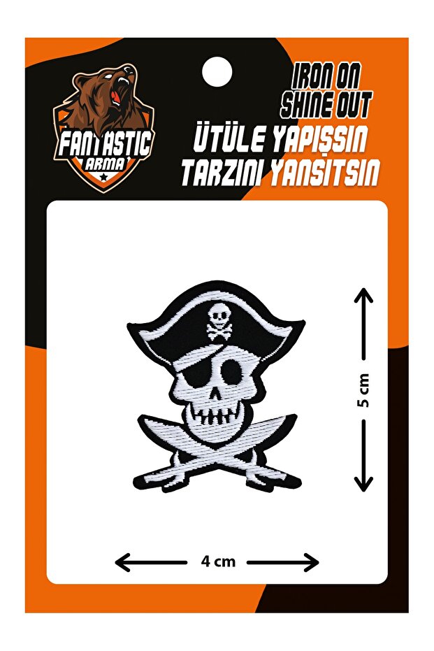 Iron-On Woven Rigging Patch, Pirate Skull