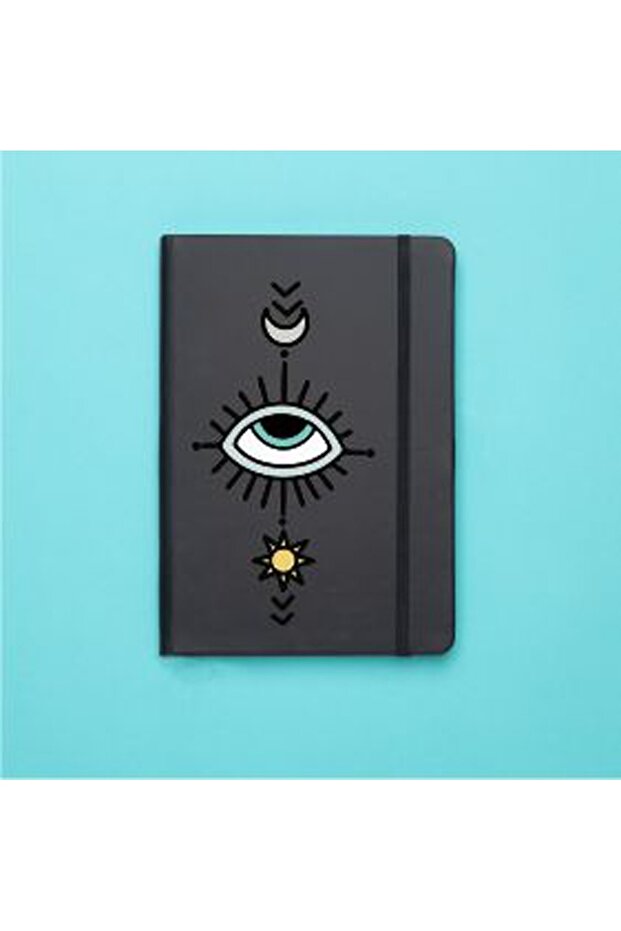 دفتر ملاحظات حراري أسود منقوش بعين شريرة واحدة - 1