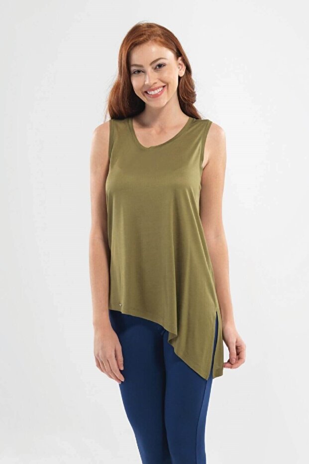 Women's Green Crew Neck Sleeve T-shirt