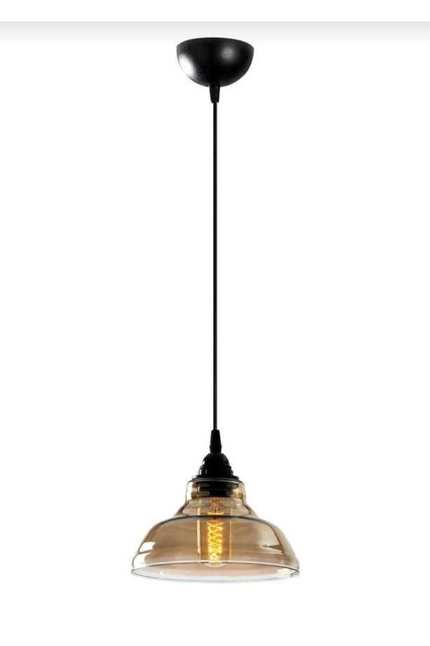 Retro Rustik Vintage Bal Cam Tekli Sarkıt Avize En 20 Cm - 1