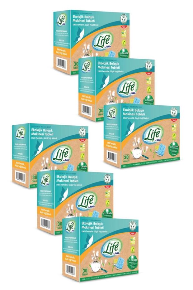 Ecological Vegan Dishwasher Tablet Detergent (30 Packs) 6 Pieces