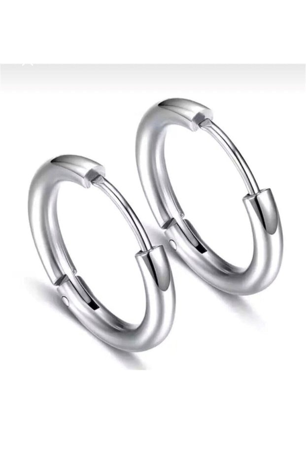 Unisex 316l Surgical Steel Silver Color Hoop Earring 10mm