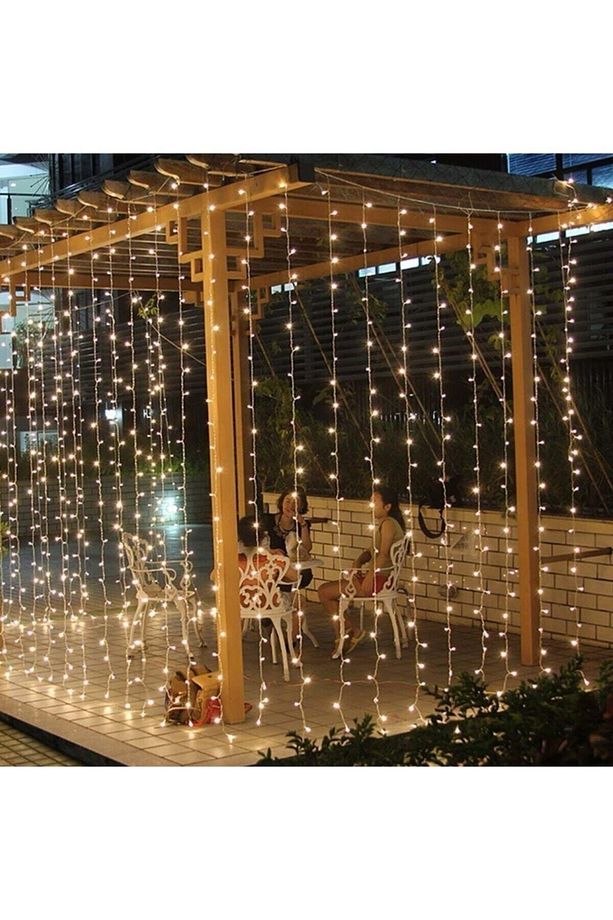 3x2 Metre Perde Led Animasyonlu 12 Saçaklı 240 Ledli Fişli 8 Fonksiyonlu - 6